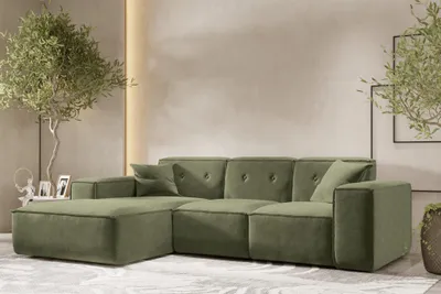 Produktbild von Ecksofa Designersofa CESINA Stoff Perfect Harmony Waldgrün Ottomane Links