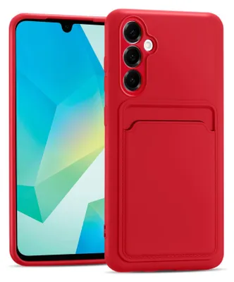 Produktbild von Handyhülle für Samsung Galaxy A16 5G Hülle Silikon Schutzhülle mit Kartenfach Slim Wallet Case, Rot