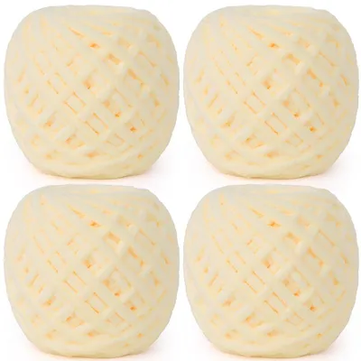 Immagine prodotto di Filato grossolano, 400g, giallo chiaro, 4 gomitoli da 100g, filato di chenille per lavorare a maglia e all'uncinetto, spessore 7 mm