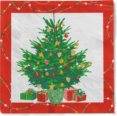 Produktbild von Weihnachtsserviette "Weihnachtsbaum" aus Tissue 3-lagig, 33 x 33 cm, 20 Stück