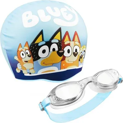 Produktbild von Bademütze und Kinderschwimmbrille mit UV-Schutz und Anti-Kondensierung