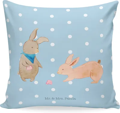 Produktbild von Mr. & Mrs. Panda Zierkissen Hasen Muschel - Blau Pastell - Geschenk, Deko Kissen, Kuschel, Freundin, Strand, Ferien, Best Friends, Dekokissen, Sofakissen, Muttertag, Meer