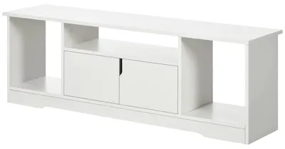 Zdjęcie produktu dla RTV stojak – konsola multimedialna – nowoczesny styl – 3 otwarte półki – 2 drzwiczki – wymiary: 120 x 30 x 41 cm – kolor: biały