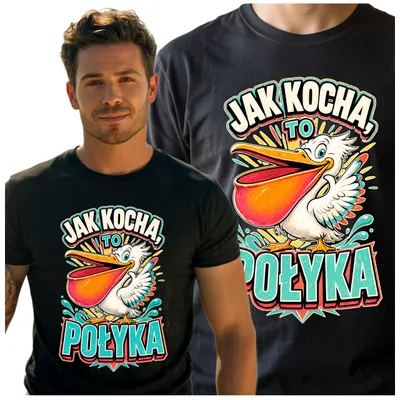 Zdjęcie produktu dla Śmieszna Koszulka Męska Z Nadrukiem Napisami Pelikan Nadruk Śmieszny M