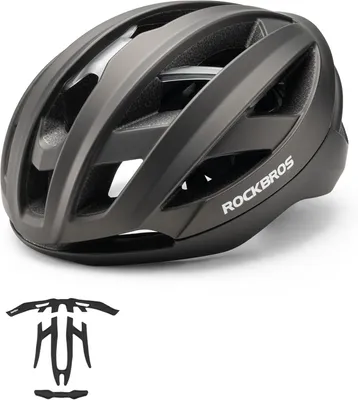 Produktbild von ROCKBROS Fahrradhelm Integrierter Radhelm mit Verstärkungsrahmen, Antimikrobielles Ultraleicht Rennradhelm mit Belüftungssystem 58-62cm Titan Matt