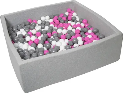 Produktbild von Bällebad für Kinder, 120x120 cm, Spielplatz + 900 Bälle weiß, rosa, grau
