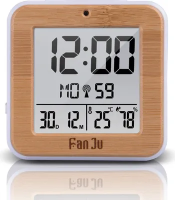 Immagine prodotto di FanJu FJ3533 Sveglia digitale LCD Temperatura interna Doppio allarme Funzione Snooze Retroilluminazione Display Data - Legno