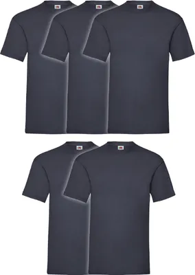 Produktbild von 5er Pack Fruit of the Loom Valueweight T-Shirt + GRATIS MyShirt Stoffbeutel Farbe: deep navy Größe: L