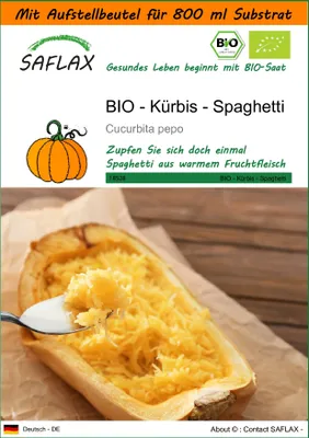 Produktbild von SAFLAX - Garden in the Bag - BIO - Kürbis - Spaghetti - 5 Samen - Mit Anzuchtsubstrat im praktischen, selbst aufstellenden Beutel - Cucurbita pepo