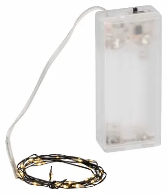 Produktbild von Coen Bakker LED Lichterkette Batterie Draht schwarz Timer 0,95m 20 LED warmweiß