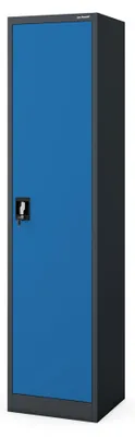 Produktbild von Büroschrank Aktenschrank Metallschrank Lagerschrank 4 Fachböden Flügeltür Pulverbeschichtung Stahlblech 185 cm x 45 cm x 40 cm Farbe anthrazit-blau