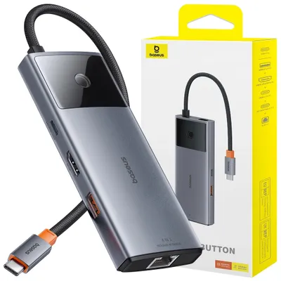 Produktbild von Baseus B00061802813-00, USB Typ-C, HDMI, RJ-45, USB 3.2 Gen 1 (3.1 Gen 1) Type-A, USB 3.2 Gen 1 (3.1 Gen 1) Type-C, 10000 Mbit/s, 60 Hz, 3840 x 2160, 3840 x 2160 Pixel