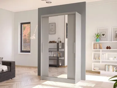 Obrázok produktu pre Úzka šatníková skriňa 100 cm so zrkadlom ARAPO 2 - kašmír