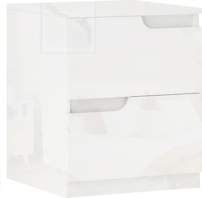 Produktbild von HOMCOM Moderner Nachttisch mit 2 Schubladen und Hochglanz-Design, Schlafzimmer-Nachtschrank aus Spanplatte, 40x40x48 cm, Hochglanz-Weiß
