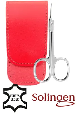 Produktbild von Solingen Turmspitzschere Nagelhautschere mit Echtleder Etui Germany Rot