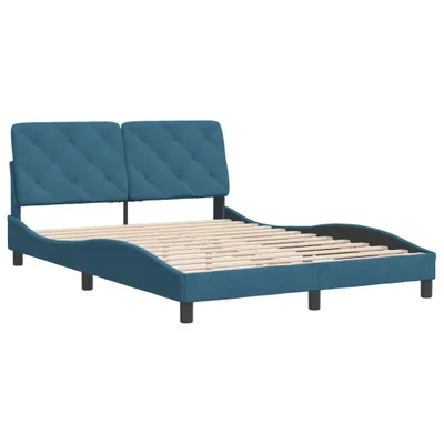 Produktbild von Bettgestell ohne Matratze Blau 120x200 cm Samt
