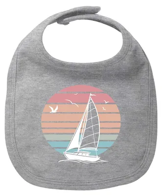 Produktbild von Huuraa Baby Lätzchen Segelboot segeln Heather Grey Klettverschluss  Baumwolle Latz Geschenkidee
