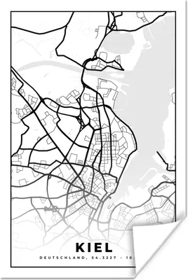 Produktbild von MuchoWow® Poster Karte - Kiel - Stadtplan 60x90 cm - Wanddekoration