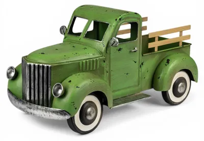 Produktbild von formano Auto Vintage Metall 45 cm Garten Deko Truck Grün Fahrzeug handbemalt