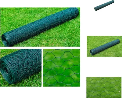 Produktbild von vidaXL Maschendraht Verzinkter Stahl Hexagon 1×25 m Dunkelgrün -  Zaunfelder