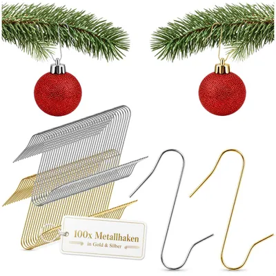 100 Metallhaken, Gold/Silber, 3,8 cm, für Christbaumkugeln