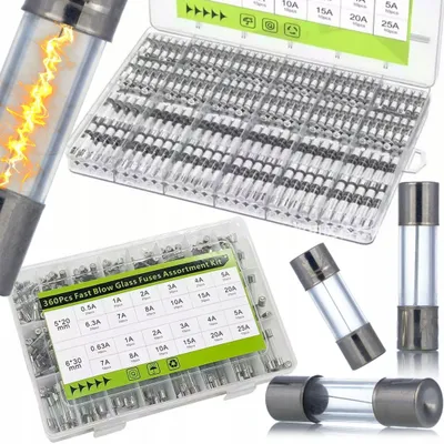 Immagine prodotto di WTA FuseSet Max360 – Set di fusibili in vetro | 360 pezzi | 5x20 mm + 6x30 mm | 250 V | 0,5 A–25 A | Tipo ad azione rapida | Organizer con scomparti