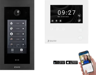 Produktbild von BALTER EVO HD MINI Touch Schwarz Video Türsprechanlage Set bis 1000 Teilnehmer 3x 4,3" WLAN Monitor