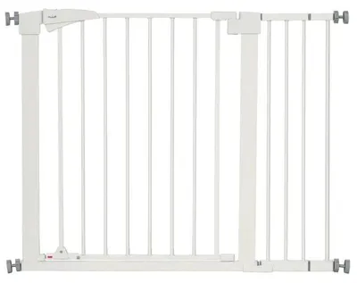Image de Barrière de sécurité pour chiens et animaux de compagnie - Barrière de porte sans perçage - Fermeture automatique - Fixation par pression - Largeur réglable de 76 à 103 cm - Vert armée