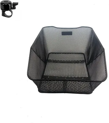 Image de Panier arrière pour vélo Panier pour porte-bagages Noir avec sonnette