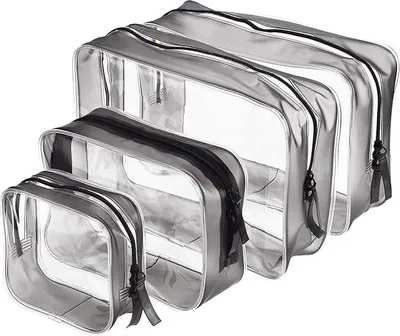 Produktbild von Transparente Kosmetiktasche 4-teilig PVC multifunktional zur Aufbewahrung von Make-up - praktisch für Reisen - für Männer und Frauen - transparent - Aufbewahrungstasche - Toilettenartikel