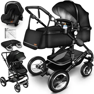 Productafbeelding van KIDUKU® 3 in 1 Kinderwagen Complete Set | Combi Wandelwagen Set incl. Reiswieg Buggy Car-Baby Shell Voetenzak | Volledig rubberen banden Luiertas Regenhoes Kindertafel ECE R129