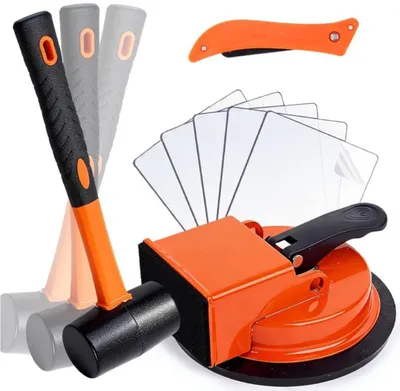 Produktbild von Fugenreparatur Set - Bodenfugenheber mit Saugnapf - 1 Montagehammer - 1 Fugenentferner - 5 Klebepads - für Laminat, Parkett, Holz und PVC