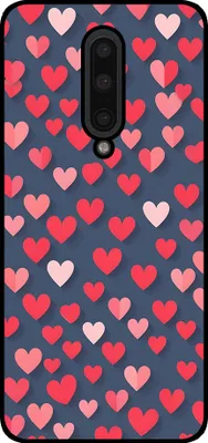Produktbild von Smartphonica Telefon Fall fit für OnePlus 7 Pro mit rosa und roten Herzen Impressum - TPU Backcover Fall mit rosa und roten Herz-Design