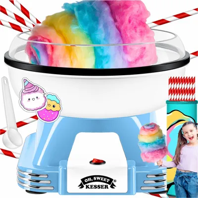 Produktbild von KESSER® Zuckerwattemaschine Set für dein zuhause - Mit 30x Zuckerwatte Stäbchen & Messlöffel - Retro Baumwolle Candy Maschine - Zuckerwatte Maschine Mit Zubehör - Höhe 22 cm  - 500 W