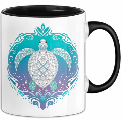 Produktbild von Schildkröte Tierliebhaber Tasse Geschenk Lustige Geschenkidee Spruch Schildkröten Mandala (Schwarz)