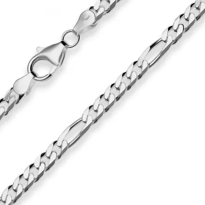 Produktbild von 4,3mm Armband Figarokette diamantiert Armschmuck aus 925 Silber rhodiniert 19cm