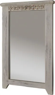 Image de MASSIVMOEBEL24 | Miroir vertical 90x60cm - Manguier ciré (Blanc antique)/Acacia laqué (Brun) - CASTLE ANTIK #227