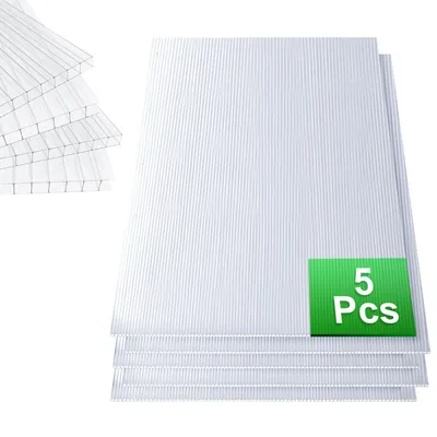 Zdjęcie produktu dla Clanmacy 5 szt. płyt do szklarni – płyty dwuścienne, lekkie, wszechstronne, wytrzymałe, przezroczyste, 8 mm, 60,5 x 121 cm