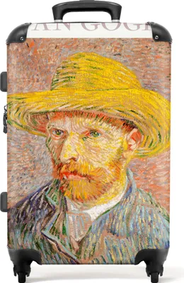 Obrázek produktu pro NoBoringSuitcases.com® Velký kufr - Van Gogh - Autoportrét - Malba - Žlutý - Kombinovaný zámek TSA - Pevná skořepina na kolečkách - 72 litrů - Cestovní kufr - 66 cmKufr střední 67x43x25 cm, 72L,