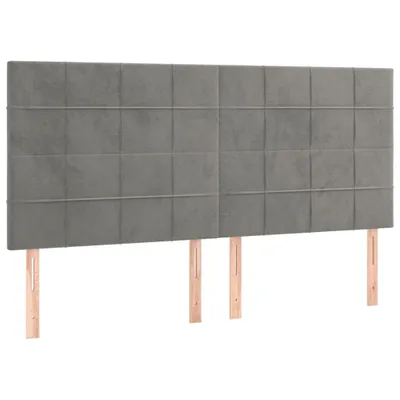 Image de vidaXL Têtes de lit 4 pcs. Gris clair 80x5x78/88 cm velours