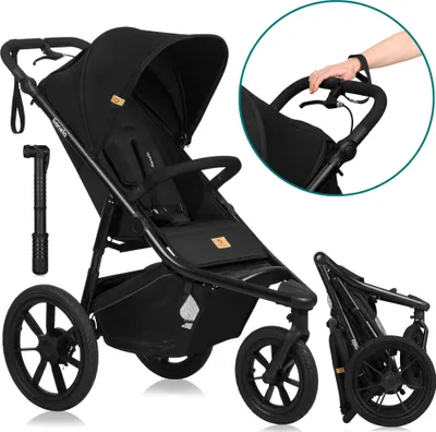 Zdjęcie produktu dla Lionelo AZURA trójkołowy wózek do joggingu od 6 miesięcy do 22 kg Regulowane oparcie do pozycji leżącej Pełna amortyzacja Daszek XXL