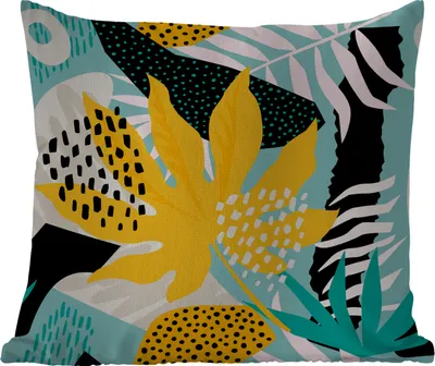 Produktbild von MuchoWow® Outdoor Kissen - Blätter - Muster - Farben - Kinder - Mädchen - Kinder - 45x45 cm - Wetterfest - Lounge Kissen - Fotokissen - Dekoratives Kissen