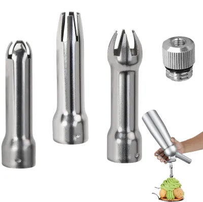Productafbeelding van Kartonhouders voor slagroomspuit - 3-delige set van roestvrij staal - Accessoires voor slagroomspuit