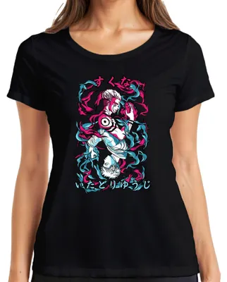 Produktbild von Jujutsu Kaisen Itadori Yuji Sukuna Anime Ästhetik düster Flammen Damen T-Shirt, Schwarz, L