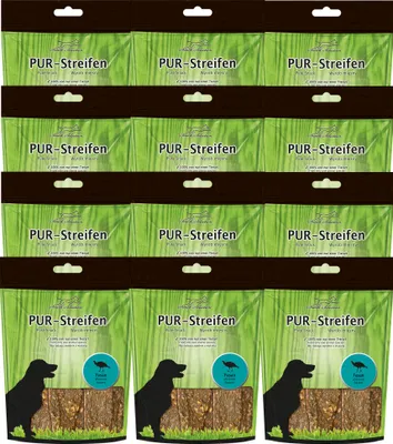 Produktbild von 12x100g Schecker PUR Streifen Fasan - Kausnack für Hunde von einer Tierart - getreidefrei