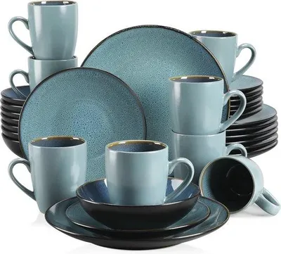 Produktbild von Porzellan Servies 8 Personen Blau Vintage 32 Teile