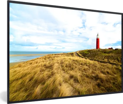 Produktbild von MuchoWow® MuchoWow® Gerahmtes Poster Strand - Leuchtturm - Düne 30x20 cm - Poster mit zchwarzem Bilderrahmen - Kunstdruck - Bild-Poster