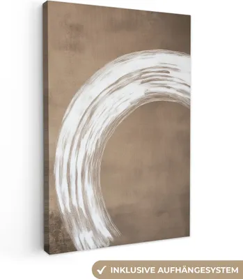 Produktbild von Leinwand Bilder 40x60 cm - Japandi - Kreis - Beige, Bild Modern, Wanddeko, Gemälde