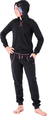 Produktbild von Ladeheid Mädchen Jungen Teenager Schlafanzug aus Baumwolle Langarm Tierkostüm Pyjama bunt mit Tiermotiv Verkleidung mit Kapuze LA40-237 (Schwarz Pavian, 164)