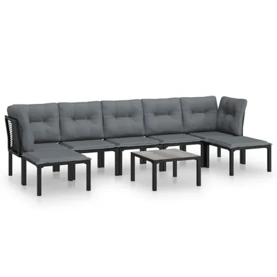 Produktbild von vidaXL 8-tlg. Garten-Lounge-Set Schwarz und Grau Poly Rattan